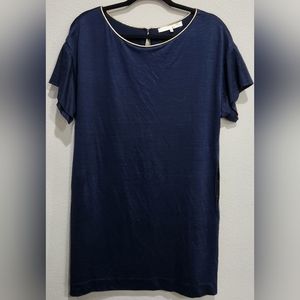 3.1 Phillip Lim blue shift dress gold trim side seam pockets women's siz…